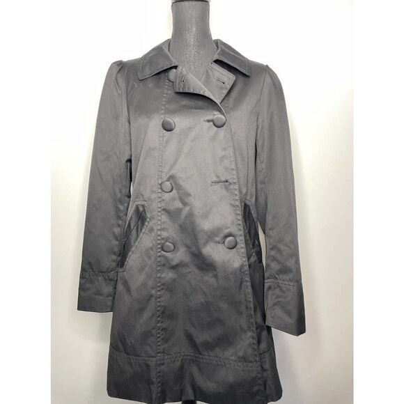 H&M Jacket 12 Black Double Breasted Long Line Collared Pintuck Long Sleeve Lined - Picture 2 of 8